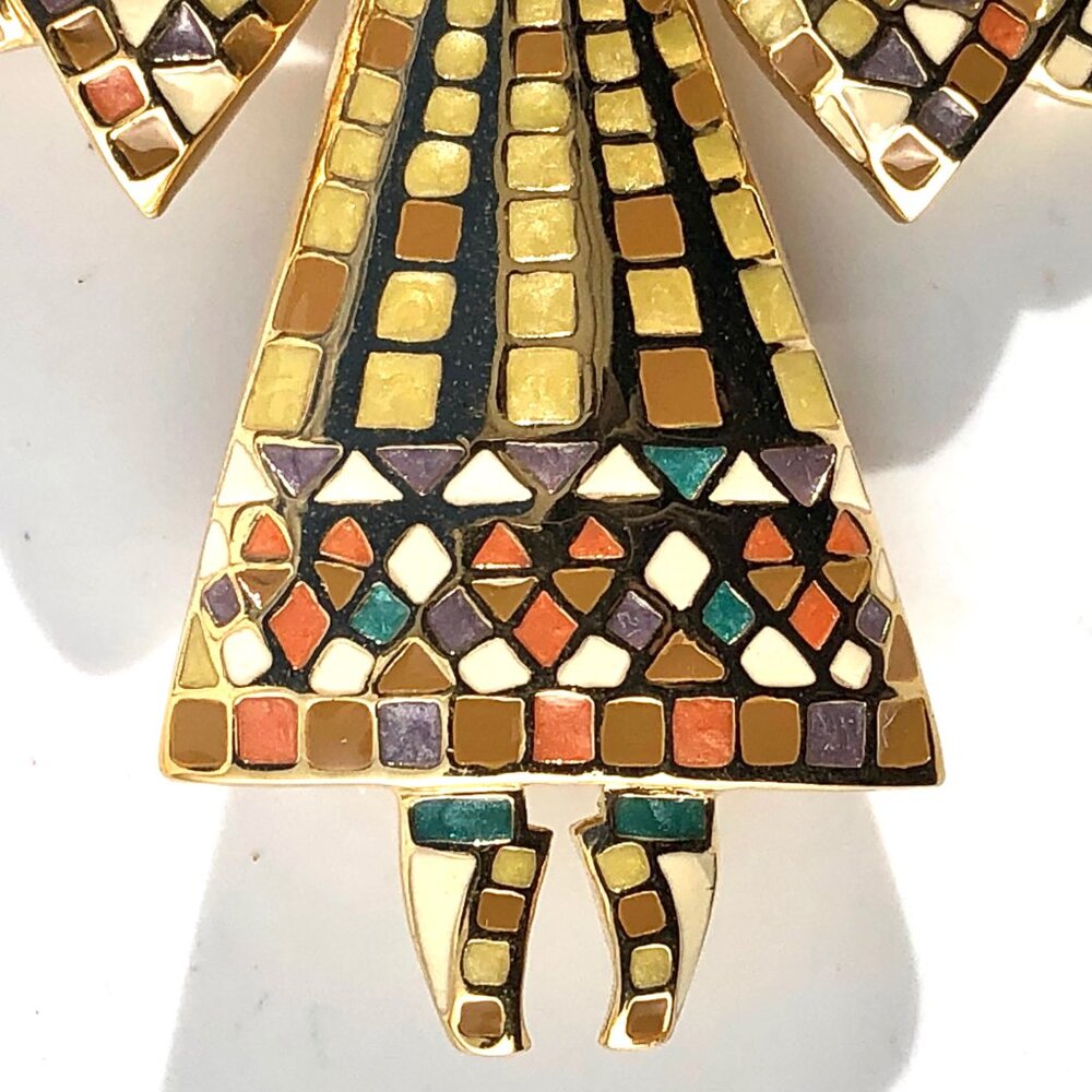Bob Mackie Angel Pin Mosaic Enamel Gold Tone Brooch Guardian Angel Vintage 80s - Picture 8 of 16